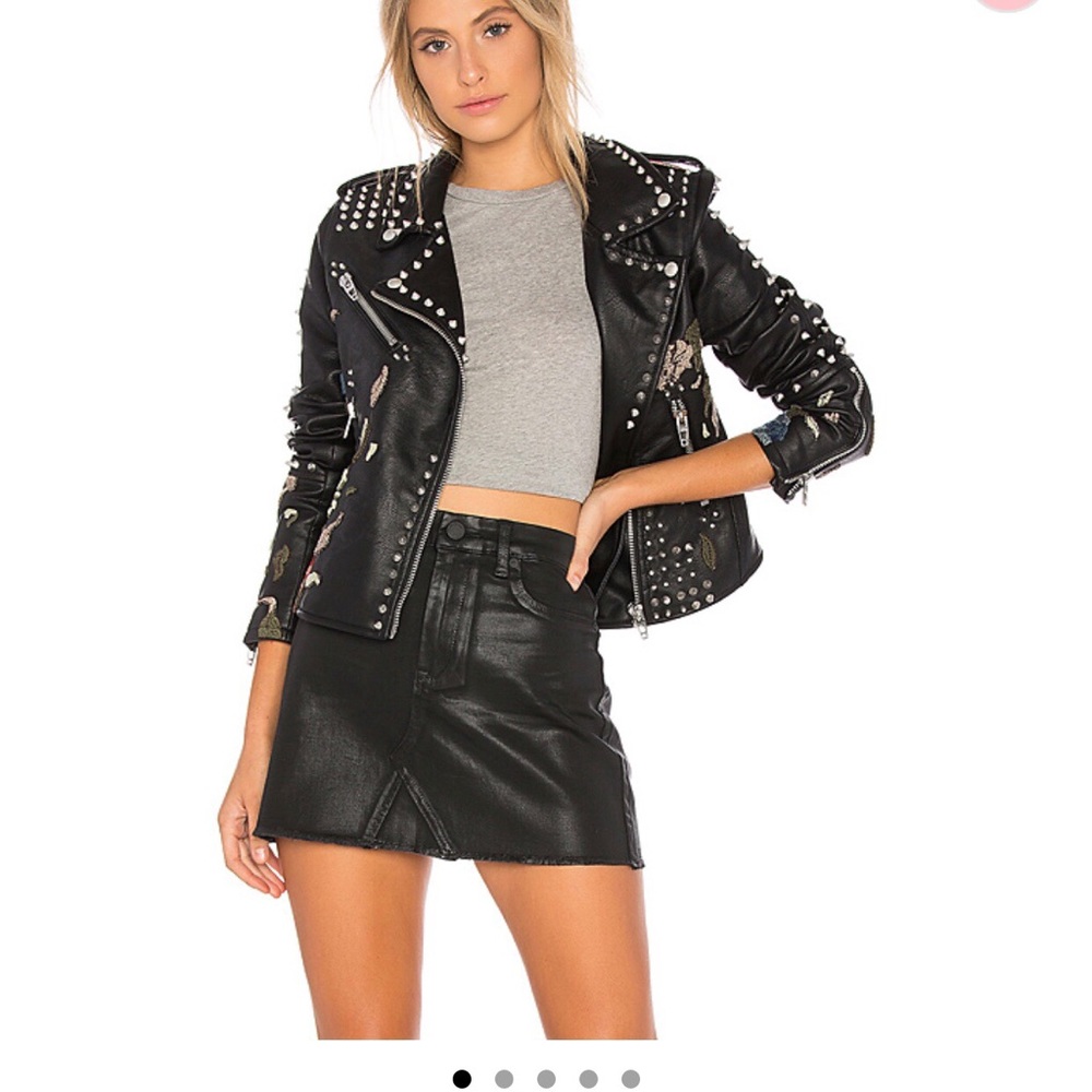 Blank nyc studded and embroidered leather jacket